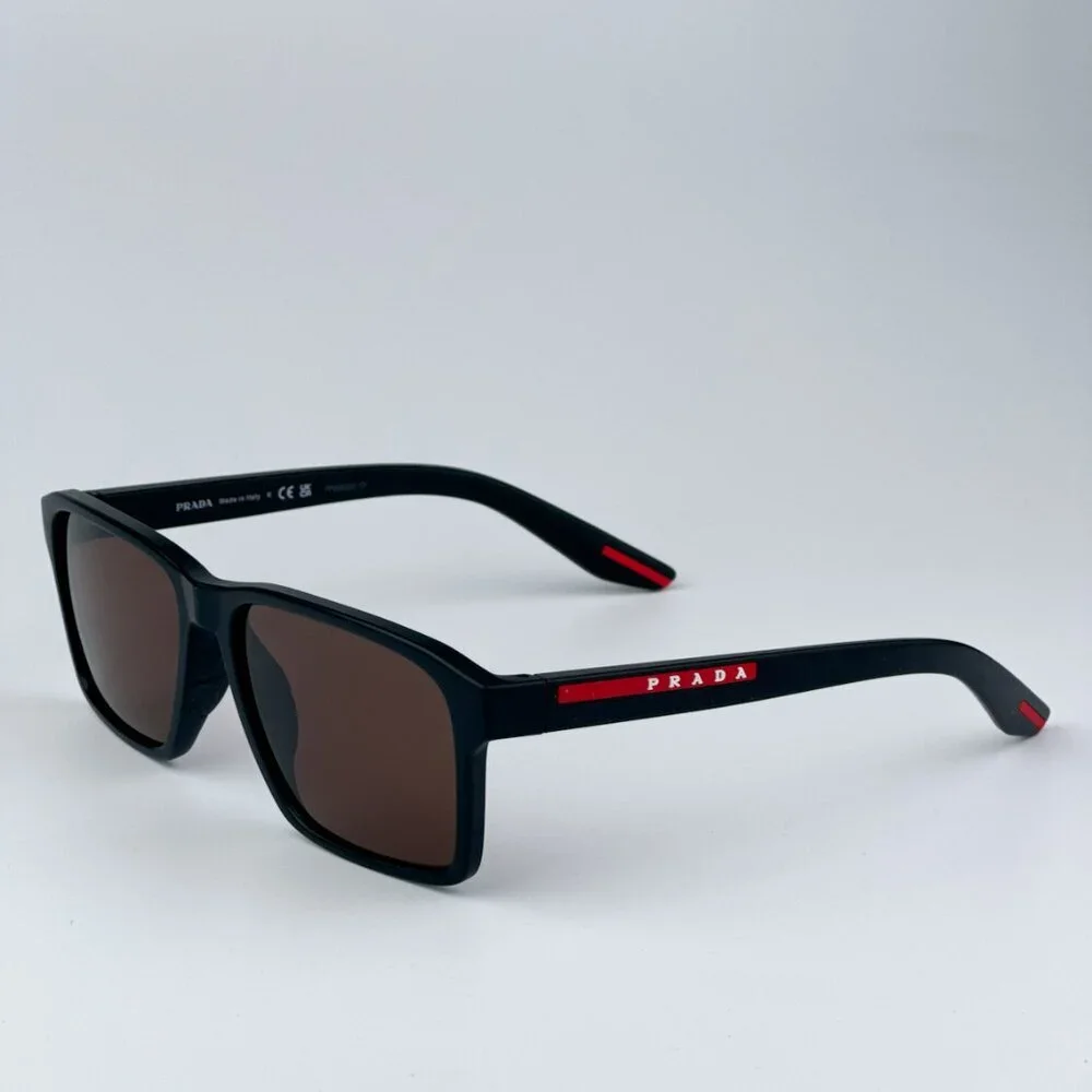 Prada Linea Rossa PS05YS DG050A BRAND NEW Sunglasses Black Rubber Brown Unisex